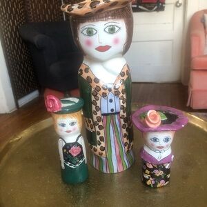Colorful Ceramic Figurine Trio